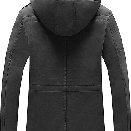 Mens Winter Parka Jacket Thick Fleece Lining Hooded Coat WenVen, Size M