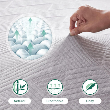 Mattress Topper Super King Bed 180x200x7cm with Bamboo Fibre Cover Bonnvia