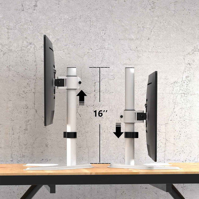 Single Monitor Stand 32 Inch Free Standing Adjustable VESA White WALI