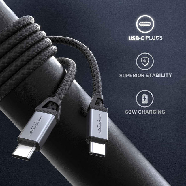 USB C Cable for Fast Charging - Break-Resistant Metal Plugs + Nylon Braiding 0.6m