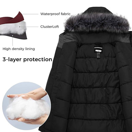 Mens Winter Puffer Coat Warm Windproof Hooded Parka Black Size L CHINMOON