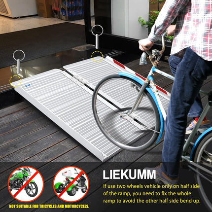 Wheelchair Ramp Folding 121x77cm Aluminium 300kg Capacity Portable LIEKUMM
