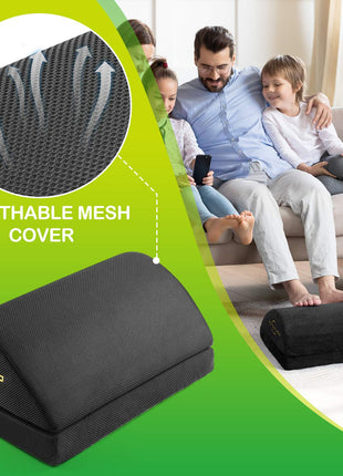 AMERIERGO Foot Rest for Under Desk at Work, Under Desk Footrest with Memory Foam, 2 Adjustable Heights Ergonomic Footrest for Office Chair & Gaming