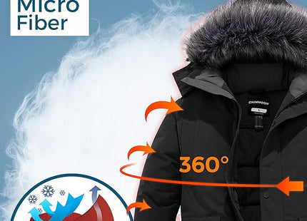 Mens Winter Puffer Coat Warm Windproof Hooded Parka Black Size L CHINMOON