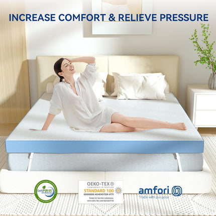 Memory Foam Mattress Topper Double 10cm Dual Layer Firm Support Hawthyhome