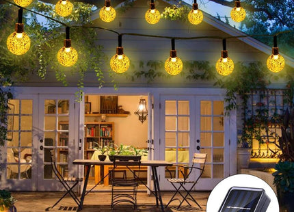 60 LED Solar Globe String Lights Warm White Outdoor Garden Waterproof 11m 8 Mode