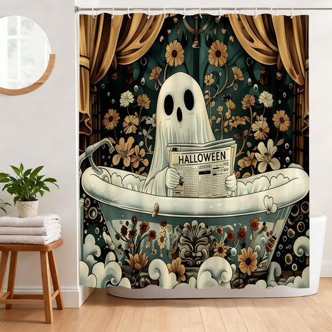 BREASOME Ghost Shower Curtain 180 x 180 cm Spooky Halloween Shower Curtain for Bathroom Decor Mould Proof Waterproof Polyester Fabric Bath Curtain