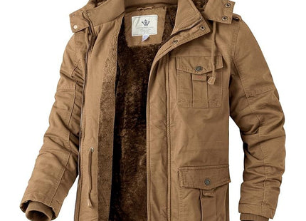 Mens Winter Parka Jacket Thick Fleece Lining Hooded Coat WenVen, Size XL