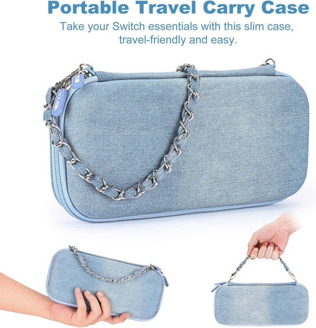 Younik Nintendo Switch Case 13 in 1 Denim with 9 Card Slots & Screen Protectors