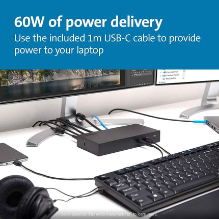 Kensington SD4800P Universal Docking Station Triple Display for Mac and Windows