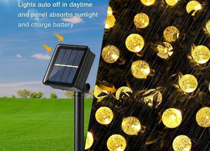 60 LED Solar Globe String Lights Warm White Outdoor Garden Waterproof 11m 8 Mode