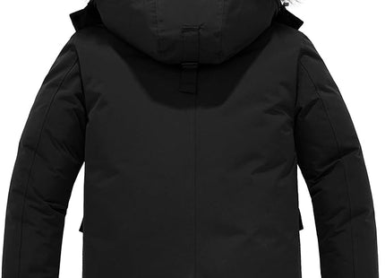 Mens Winter Puffer Coat Warm Windproof Hooded Parka Black Size L CHINMOON