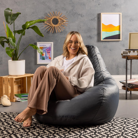 Bean Bag Bazaar Recliner Gaming Bean Bag Chair, Charcoal Grey, Indoor Outdoor Water Resistant Fabric, Large Beanbag with Filling Included, Gaming