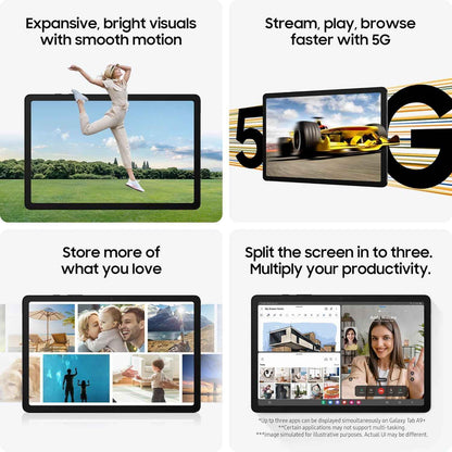 Samsung Galaxy Tab A9+ Android Tablet, 128GB Storage, 6GB RAM, Large Display, 3D Sound, Graphite , 3 Year Samsung Extended Warranty (UK Version)