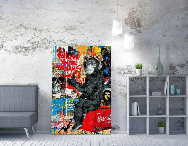 CanvasArtShop Banksy graffiti follow your dreams wall art print (47in x 32in / 119cm x 81cm)