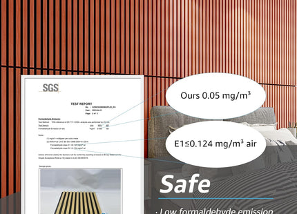 Acoustic Wood Slatted Wall Panels 2 Pack 60x120cm 3D Effect Cherry Finish Art3d