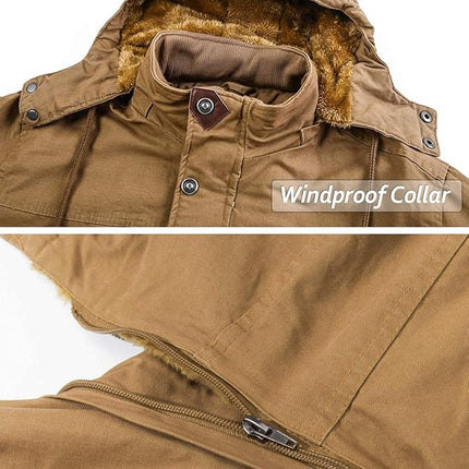 Mens Military Tactical Fleece Jacket Hooded Cotton Warm, Grey, Size L