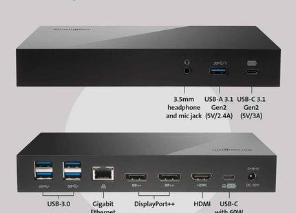 Kensington SD4800P USB-C Docking Station Triple Monitor 4K 60W PD HDMI DP Dock