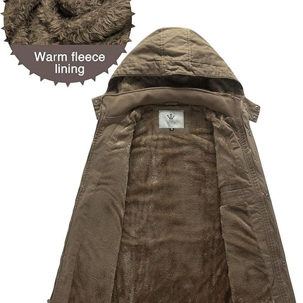 Men's Thickened Fleece Parka Jacket With Removable Hood Size S Insulated
