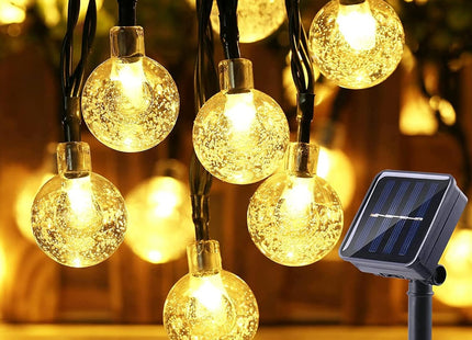 60 LED Solar Globe String Lights Warm White Outdoor Garden Waterproof 11m 8 Mode