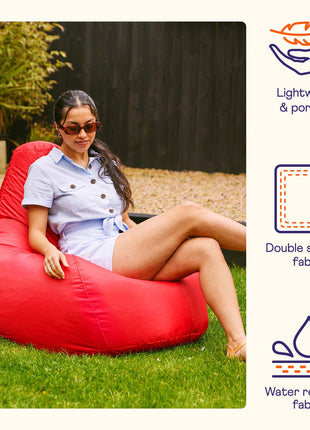 Bean Bag Bazaar Recliner Gaming Bean Bag Chair, Red, Indoor Outdoor Water Resistant Fabric, Large Beanbag with Filling Included, Gaming Chair, Outdoor