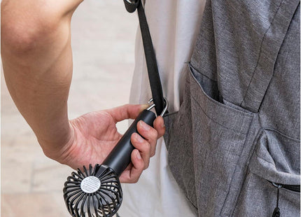 Hand-held Fan Portable Mini Fan Cooling USB Rechargeable 3 Speed With Clip Black