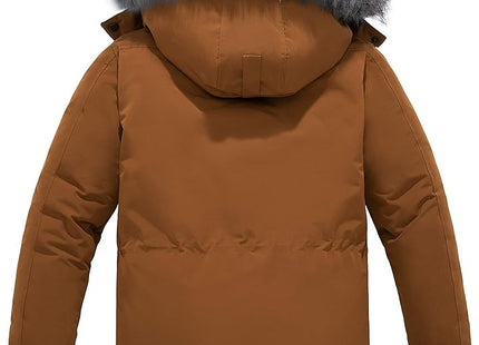 Mens Long Winter Puffer Jacket Windproof Cotton Padded Brown Size S