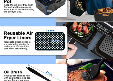 Dual Air Fryer Accessories 6Pcs Set With Racks Compatible Ninja Foodi and Others