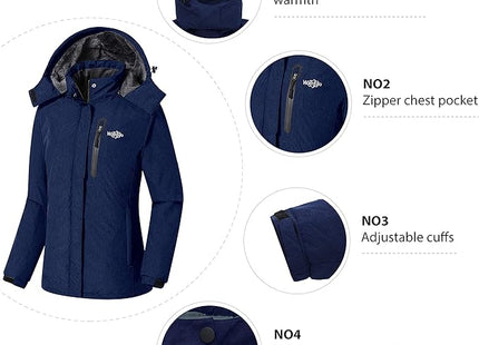 Womens Jacket Hooded Waterproof Winter Ski Snowboarding Size L Wantdo