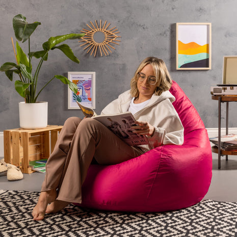 Bean Bag Bazaar Recliner Gaming Bean Bag Chair, Pink, Indoor Outdoor Water Resistant Fabric, Large Beanbag with Filling Included, Gaming Chair,