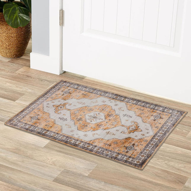 Orange Washable Non-slip Door Mat, 50x80cm, Indoor Vintage Style Taleta EMILY