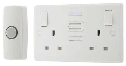 British General Nexus Double Switched 13A Power Socket with Door Chime - White