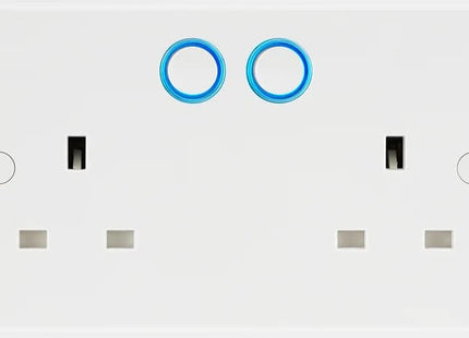 British General Slim Nexus Double Switched 13A Power Socket + Smart Home Control - White