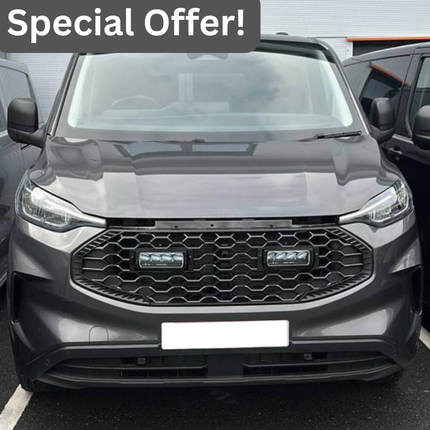 For Ford Transit Custom 2024+ Front Grille with Integrated LED Lights | Gloss Black Upgrade | Van-X
