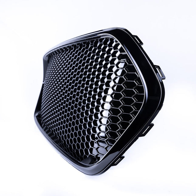 For Ford Transit Custom Honeycomb Grille Set - Gloss Black Top & Matte Black Lower - Ready to Fit