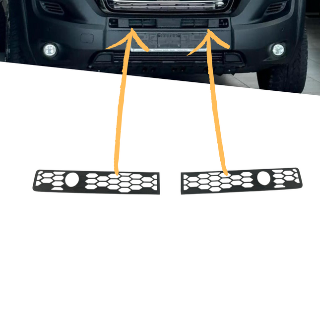 For Vauxhall Movano Bumper Honeycomb - Matte Black, Compatible with Bumper with Parking Sensors