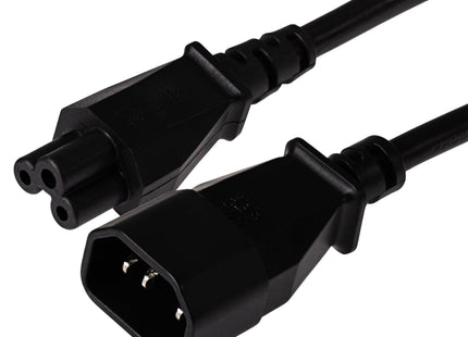 Maplin Power Lead IEC C5 Clover Leaf Plug Female to IEC C14 Male - Black, 1m