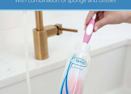 Dr Brown's Baby Bottle Cleaning Brush Pink Bottle Cleaner with Teat Cleaner