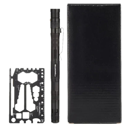Tactical Pen Multi-Function 9-in-1 Including Aluminium Wallet Card Tool 2 Pack