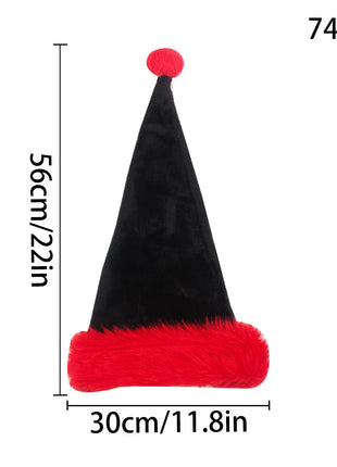 Black Christmas Hat Halloween Plush Hat Thickened Plus-sized Christmas Hat