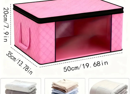 9 Pack Pink Foldable Storage Bags with Window Clothes Quilt Organisers Boxes Zip