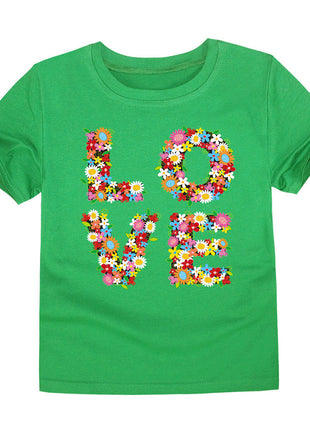 Children's Clothing Cartoon Knitted Heat Press Round Neck T-shirt