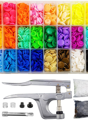 460 Sets T5 Plastic Snaps with Snap Pliers, 24-Colors 12mm Snap Buttons for Sewing, Snap Fasteners kit for Sewing, Clothing, Crafting, Diaper, Bibs