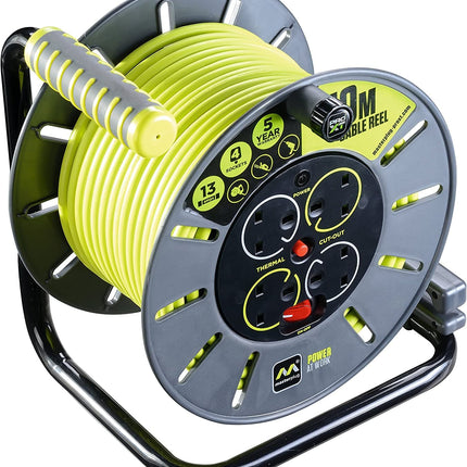 Masterplug 50m 4-Socket 13A Heavy Duty Extension Cable Reel