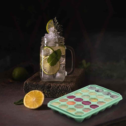 Reusable Ice Cube Trays with No Spill Lid Easy Release 48 Cubes Whiskey Cocktail