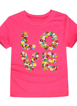 Children's Clothing Cartoon Knitted Heat Press Round Neck T-shirt