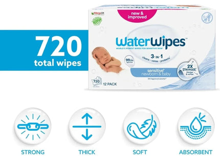 WaterWipes Sensitive Baby & Newborn Wipes 12x60 pcs