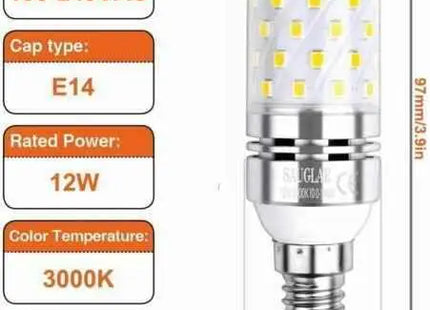 E14 LED Corn Bulb 12W Energy Efficient Solution Lasting up to 25,000 Hours 2 Pk