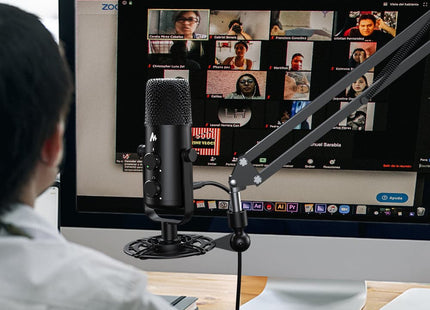 Maono USB-C Desktop Condenser Cardioid Omnidirectional Microphone with Headphone Jack