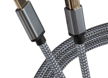 Maplin USB-C to USB-B Braided Cable - Grey, 5m